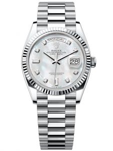 Đồng hồ Rolex Day-Date M128236-0002 128236-0002 Platinum mặt số khảm trai kim cương - Mẫu mới 2022