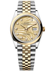 Đồng hồ Rolex Datejust M126203-0043 126203-0043 Thép và Vàng vàng mặt số họa tiết cây cọ vàng kim kim cương - Mẫu mới 2022