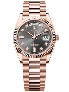 Đồng hồ Rolex Day-Date M128235-0050 128235-0050 Vàng hồng mặt số xám đậm kim cương - Mẫu mới 2022