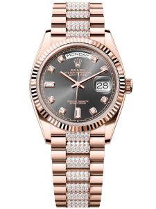 Đồng hồ Rolex Day-Date M128235-0051 128235-0051 Vàng hồng mặt số xám đậm kim cương - Mẫu mới 2022