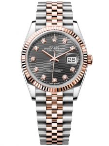 Đồng hồ Rolex Datejust M126231-0041 126231-0041 Thép và Vàng hồng, mặt số họa tiết gấp nếp xám đậm kim cương - Mẫu mới 2022