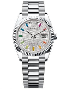 Đồng hồ Rolex Day-Date M128236-0003 128236-0003 Platinum mặt số kim cương - Mẫu mới 2022