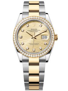 Đồng hồ Rolex Datejust M126283RBR-0032 126283RBR-0032 Thép Vàng vàng và Kim cương mặt số họa tiết gấp nếp vàng kim kim cương - Mẫu mới 2022