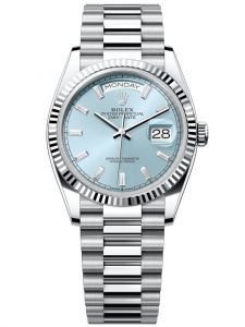 Đồng hồ Rolex Day-Date M128236-0009 128236-0009 Platinum, mặt số xanh băng kim cương - Mẫu mới 2022