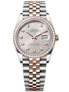 Đồng hồ Rolex Datejust M126281RBR-0027 126281RBR-0027 Thép, Vàng hồng và Kim cương, mặt số họa tiết gấp nếp bạc kim cương - Mẫu mới 2022