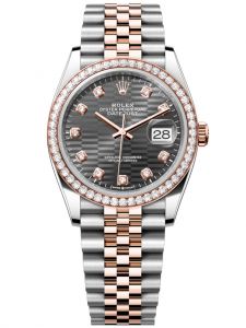 Đồng hồ Rolex Datejust M126281RBR-0029 126281RBR-0029 Thép Vàng hồng và Kim cương mặt số họa tiết gấp nếp xám đậm kim cương - Mẫu mới 2022