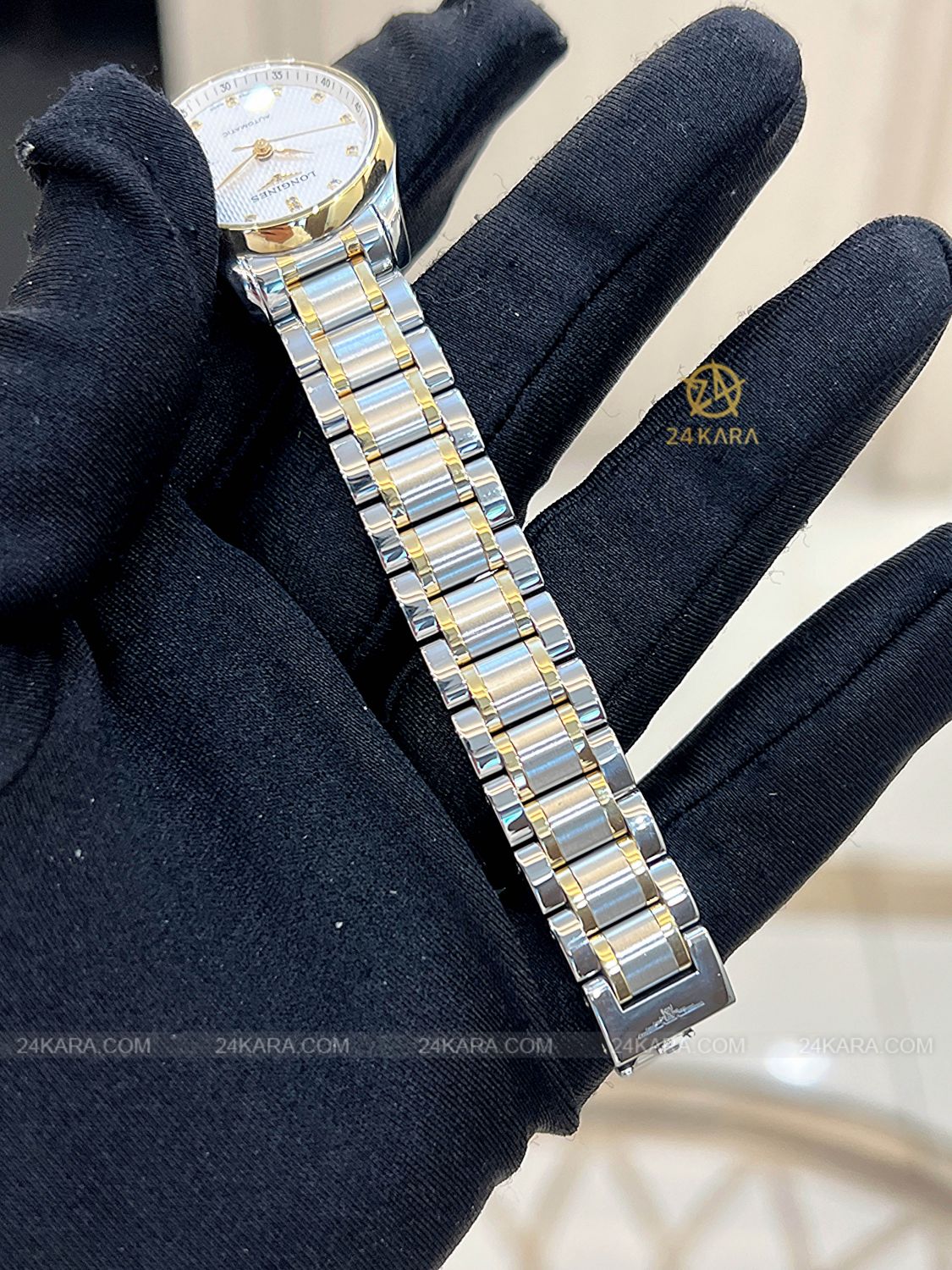 Đồng hồ Longines Master Collection L21285777 L2.128.5.77.7 Vàng vàng 18K mặt trắng nạm kim cương - Lướt