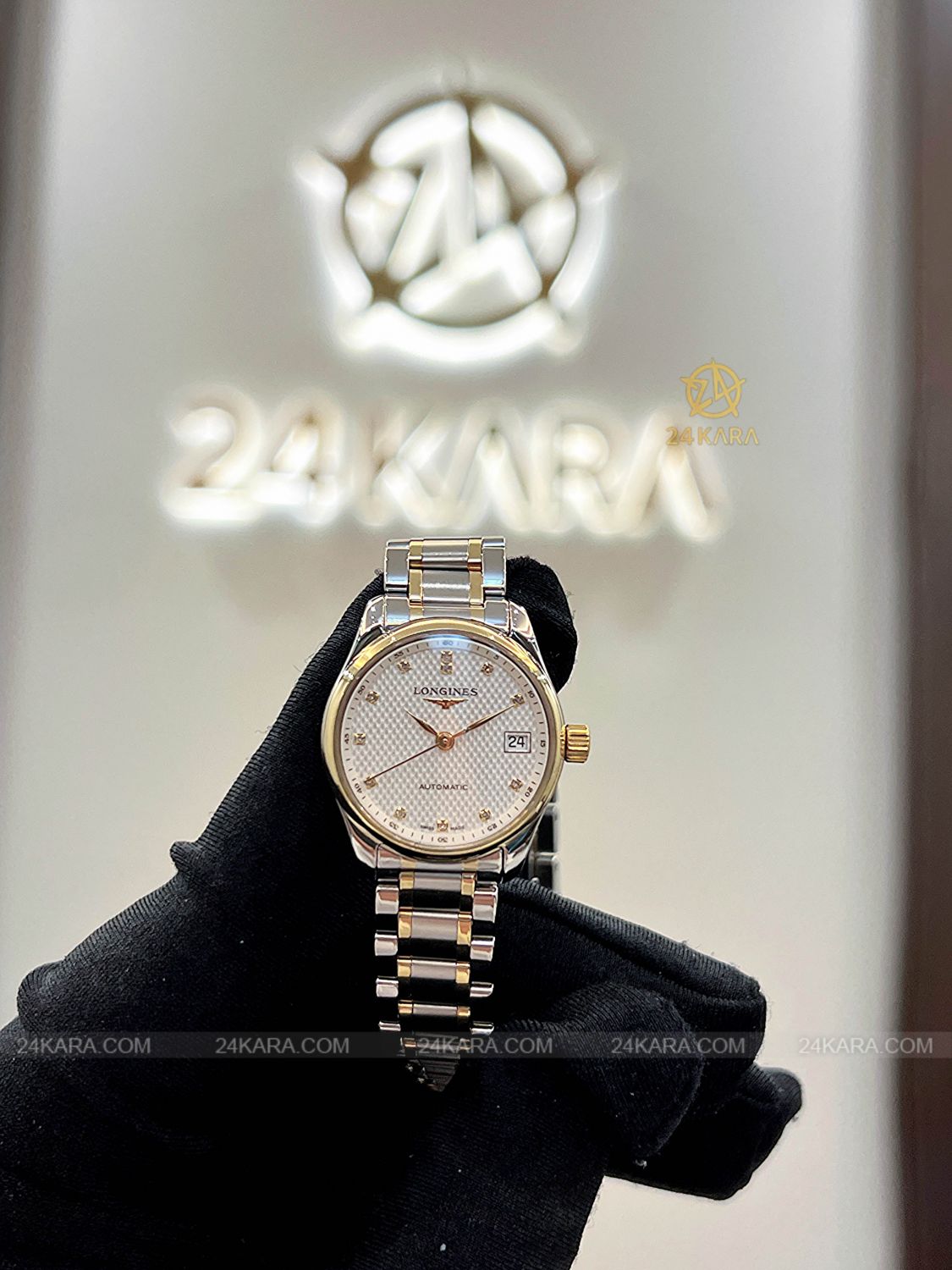 Đồng hồ Longines Master Collection L21285777 L2.128.5.77.7 Vàng vàng 18K mặt trắng nạm kim cương - Lướt