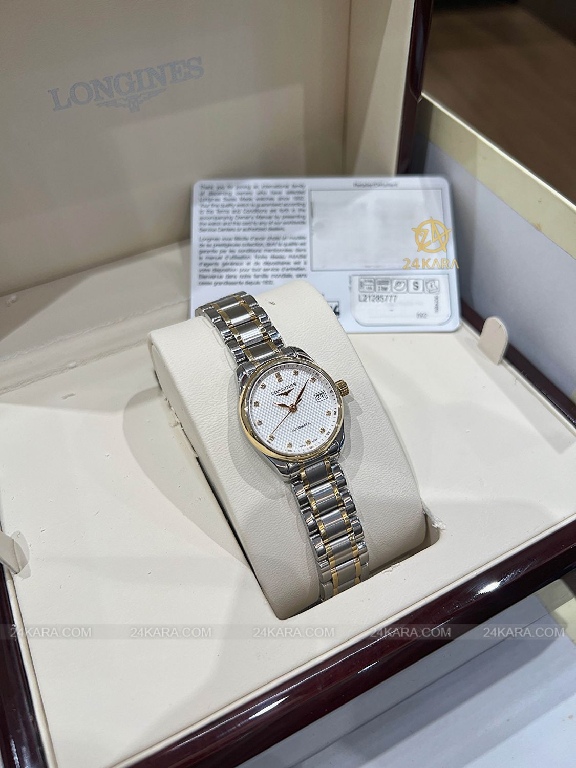Đồng hồ Longines Master Collection L21285777 L2.128.5.77.7 Vàng vàng 18K mặt trắng nạm kim cương - Lướt
