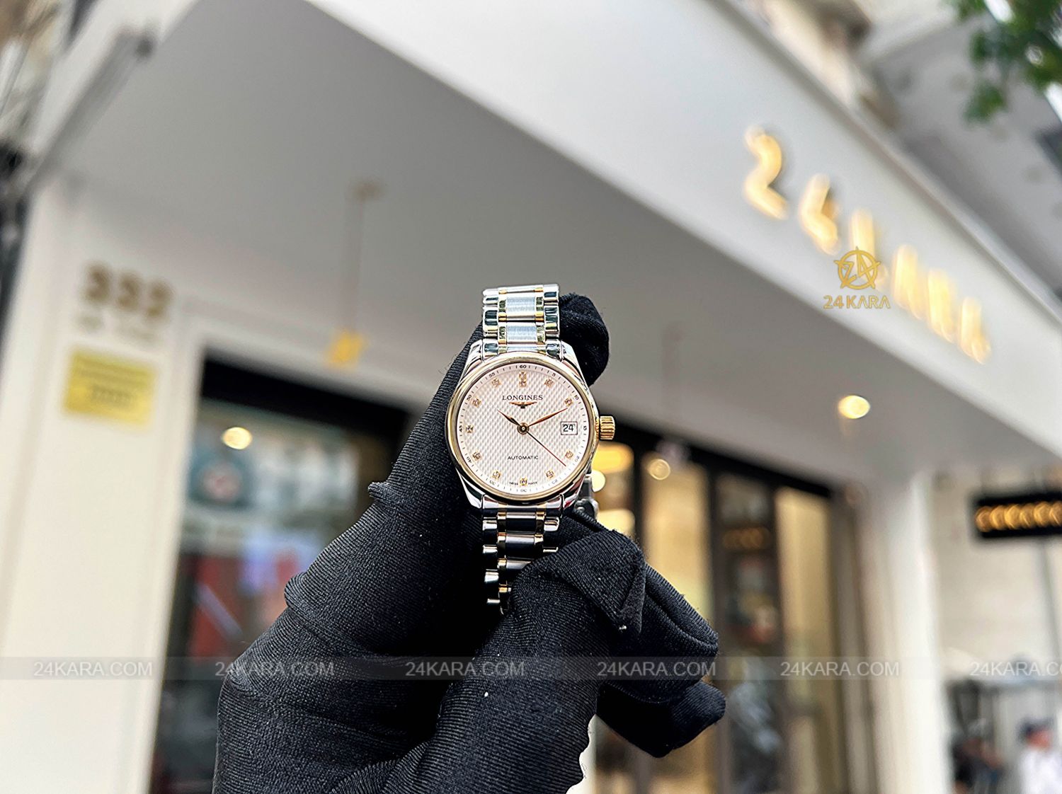 Đồng hồ Longines Master Collection L21285777 L2.128.5.77.7 Vàng vàng 18K mặt trắng nạm kim cương - Lướt