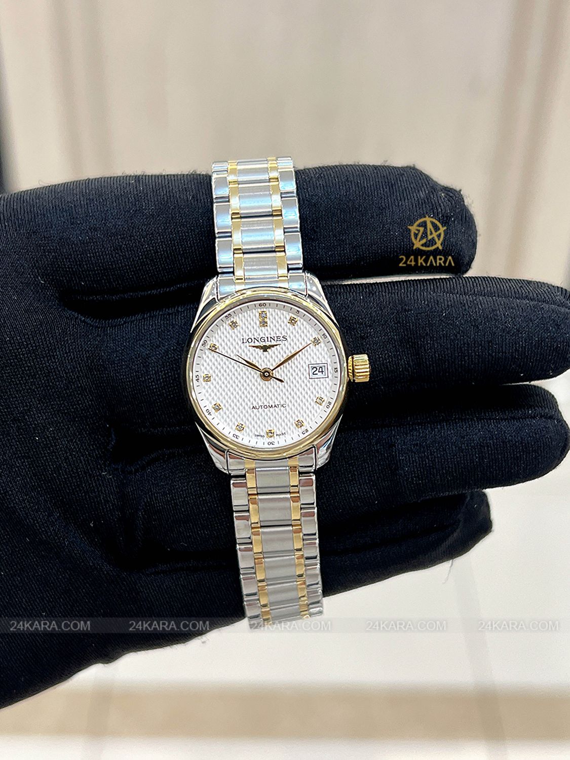 Đồng hồ Longines Master Collection L21285777 L2.128.5.77.7 Vàng vàng 18K mặt trắng nạm kim cương - Lướt