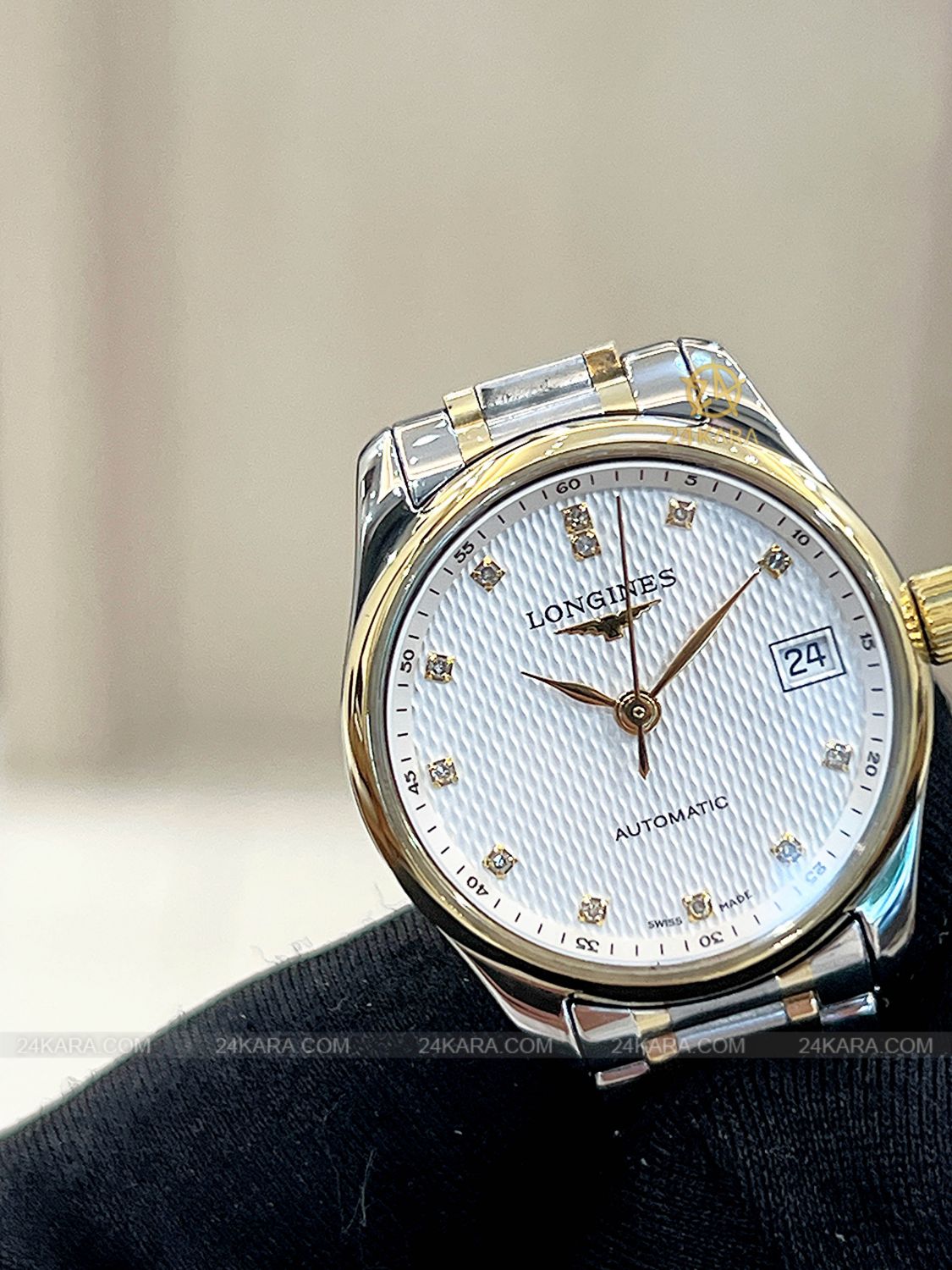 Đồng hồ Longines Master Collection L21285777 L2.128.5.77.7 Vàng vàng 18K mặt trắng nạm kim cương - Lướt