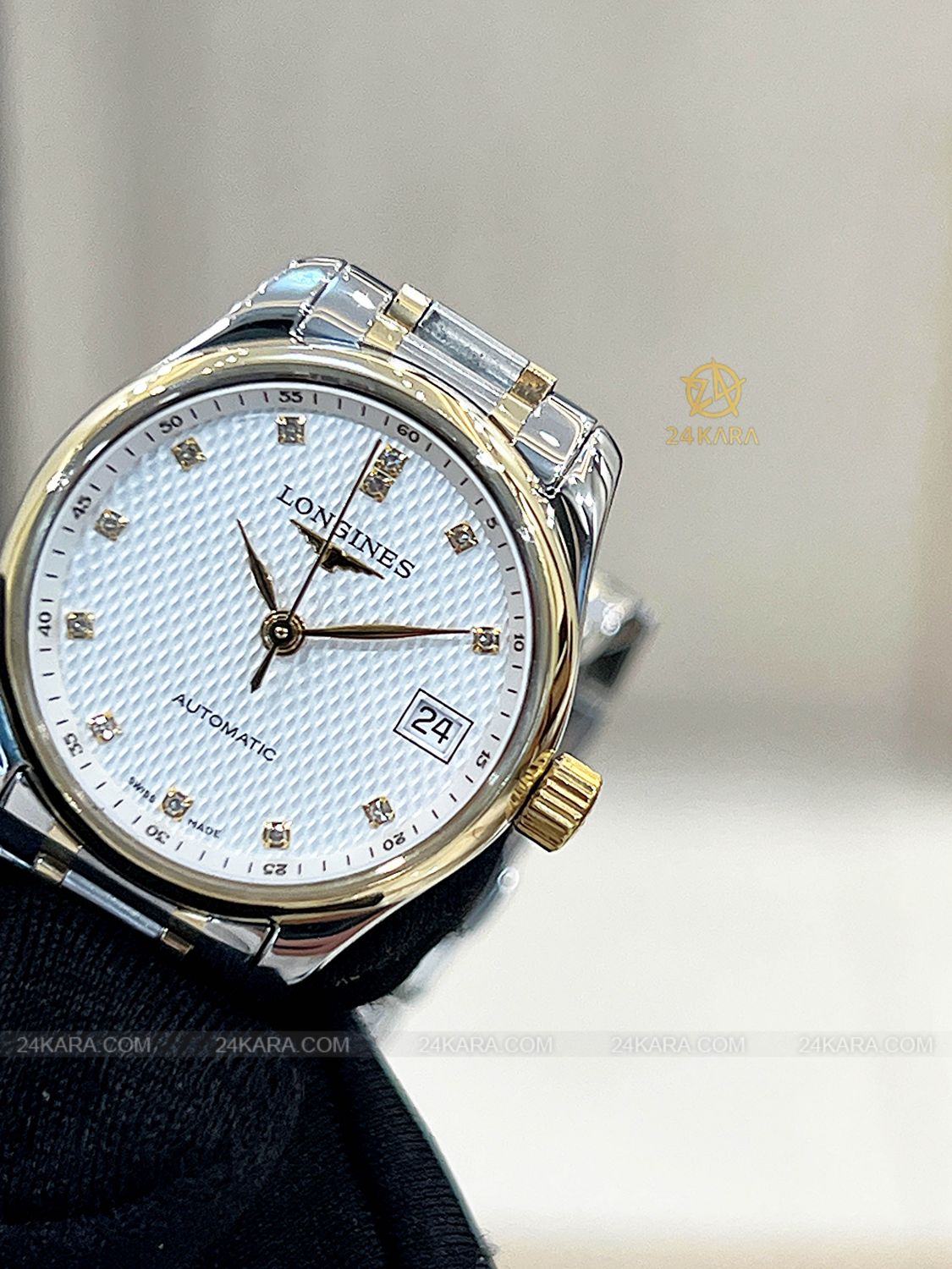 Đồng hồ Longines Master Collection L21285777 L2.128.5.77.7 Vàng vàng 18K mặt trắng nạm kim cương - Lướt