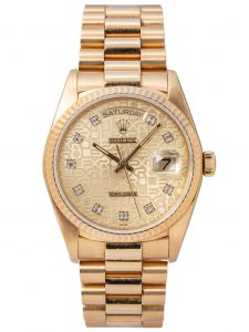 Đồng hồ Rolex Day-Date 36 5 số M18238 18238 Mặt vi tính vàng cọc số kim cương