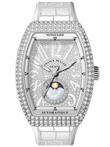 Đồng hồ Franck Muller Vanguard V32 Moonphase Snow White Customs Full Pave Diamond - Lướt