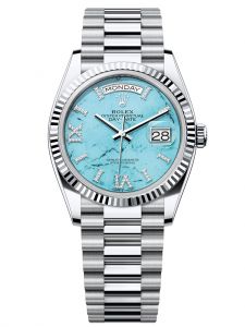 Đồng hồ Rolex Day-Date M128236-0011 128236-0011 Platinum, mặt số xanh ngọc lam kim cương - Mẫu mới 2023