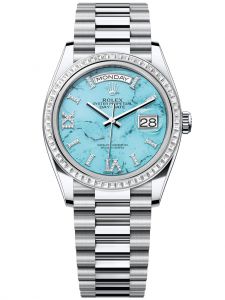 Đồng hồ Rolex Day-Date M128396TBR-0016 128396TBR-0016 Platinum, mặt số xanh ngọc lam kim cương - Mẫu mới 2023