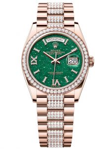 Đồng hồ Rolex Day-Date M128345RBR-0069 128345RBR-0069 Everose gold, mặt số đá aventurine xanh kim cương - Mẫu mới 2023