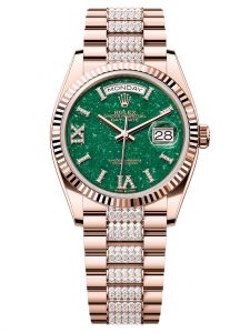 Đồng hồ Rolex Day-Date M128235-0069 128235-0069 Everose gold, mặt số đá aventurine xanh kim cương - Mẫu mới 2023