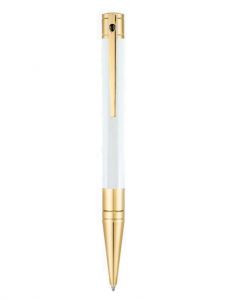 Bút bi xoay S.T. Dupont D-Initial White Lacquer And Gold Ballpoint Pen 265206