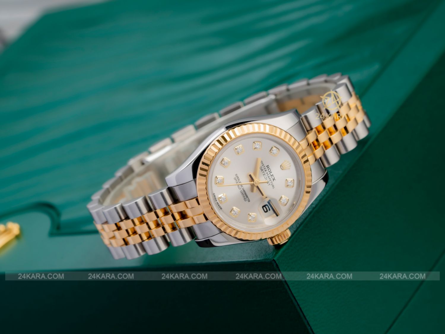 Đồng hồ Rolex Lady Datejust  179173 mặt số trắng Silver nạm kim cương - Lướt