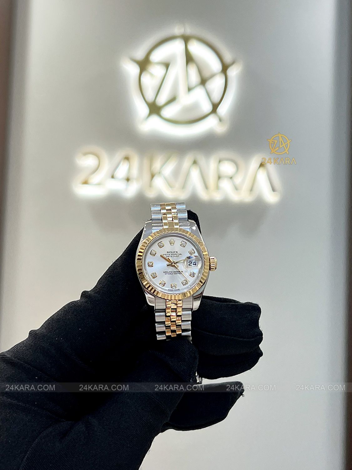 Đồng hồ Rolex Lady Datejust  179173 mặt số trắng Silver nạm kim cương - Lướt