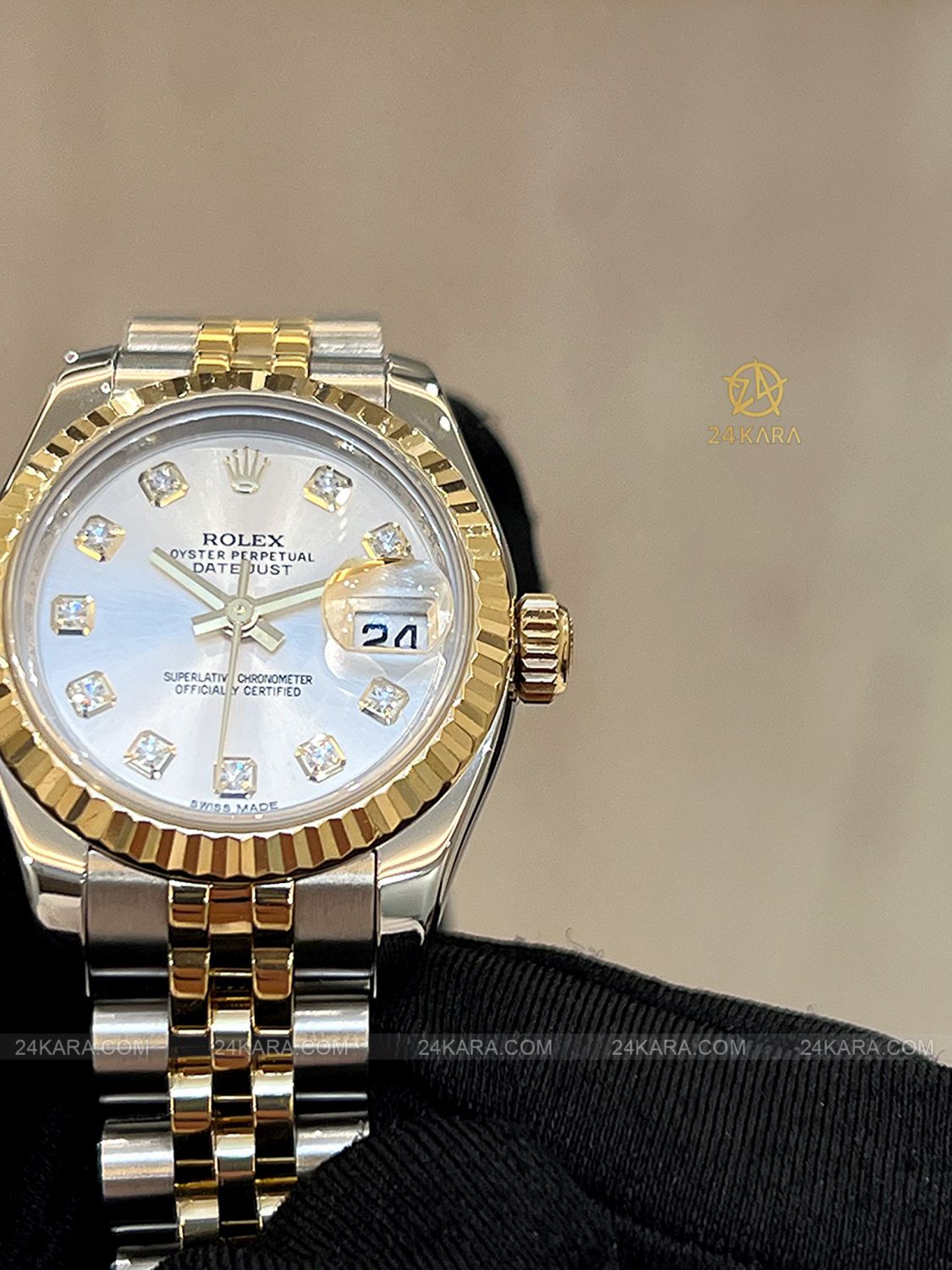 Đồng hồ Rolex Lady Datejust  179173 mặt số trắng Silver nạm kim cương - Lướt