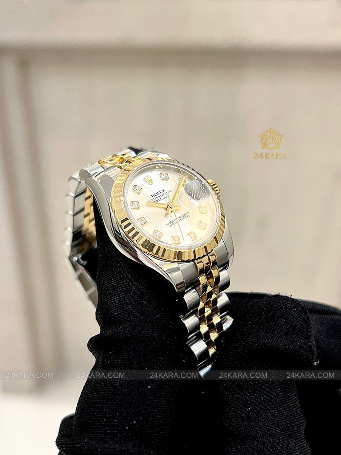 Đồng hồ Rolex Lady Datejust  179173 mặt số trắng Silver nạm kim cương - Lướt