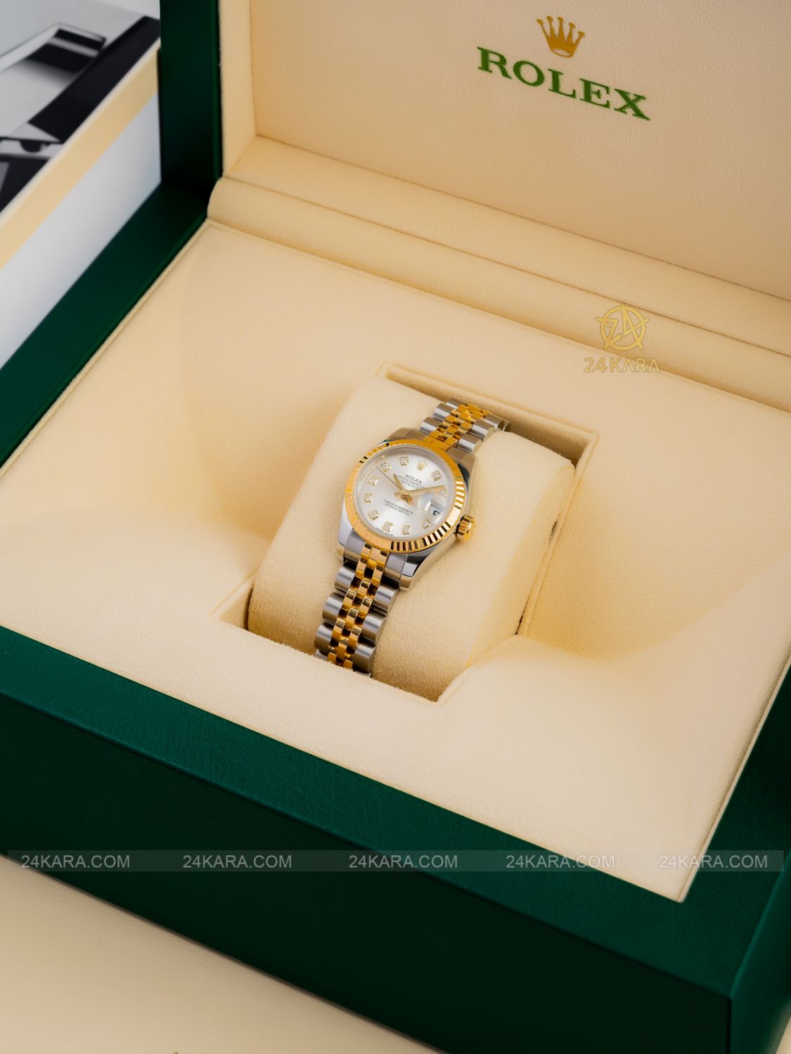 Đồng hồ Rolex Lady Datejust  179173 mặt số trắng Silver nạm kim cương - Lướt