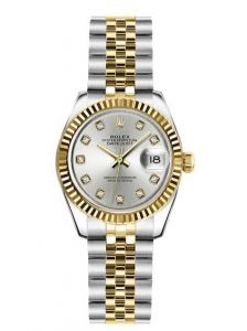 Đồng hồ Rolex Lady-Datejust 26 M179173 179173 mặt trắng Silver nạm kim cương - Lướt