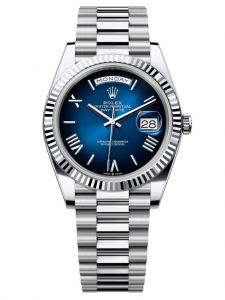 Đồng Hồ Rolex Day-Date M228236-0024 228236-0024 Bạch Kim Màu Xanh Dương Ombre - Mã Mới 2024