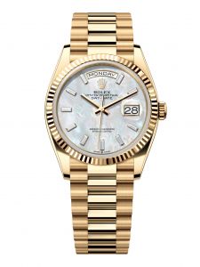 Đồng Hồ Rolex Day-Date M128238-0123 128238-0123 Vàng Kim 18ct Ngọc Trai Trắng, Nạm Kim Cương - Mã Mới 2024