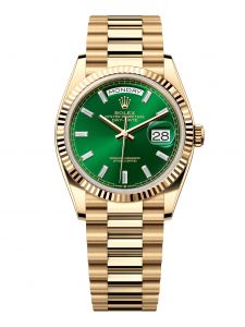 Đồng Hồ Rolex Day-Date M128238-0130 128238-0130 Vàng Kim 18ct Màu Xanh Lá Cây Tươi, Nạm Kim Cương - Mã Mới 2024