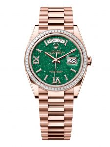 Đồng Hồ Rolex Day-Date M128395TBR-0020 128395TBR-0020 Vàng Everose 18ct Đá Aventurine Xanh, Nạm Kim Cương - Mã Mới 2024