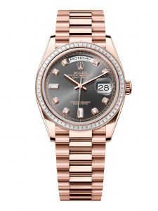 Đồng Hồ Rolex Day-Date M128395TBR-0012 128395TBR-0012 Vàng Everose 18ct Màu Xám Đậm, Nạm Kim Cương - Mã Mới 2024