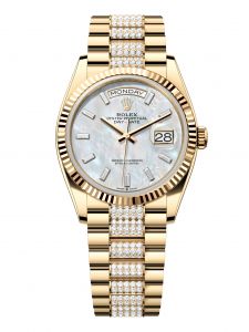 Đồng Hồ Rolex Day-Date M128238-0124 128238-0124 Vàng Kim 18ct Ngọc Trai Trắng, Nạm Kim Cương - Mã Mới 2024