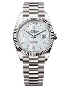 Đồng hồ Rolex Day-Date 40 M228239-0078 228239-0078 Vàng Trắng 18ct Mặt Khảm Trai Trắng Niềng Kim cương - Mẫu 2024