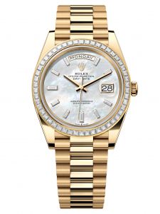 Đồng hồ Rolex Day-Date 40 M228398TBR-0043 228398TBR-0043 Vàng Kim 18ct Mặt Khảm Trai Trắng Niềng Kim cương - Mẫu 2024