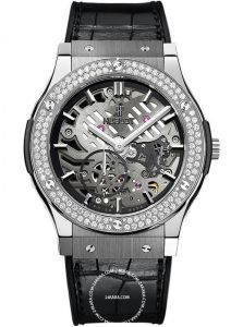Đồng Hồ Hublot Classic Fusion Classico Ultra-thin Skeleton Titanium Diamonds 45mm 515.NX.0170.LR.1104