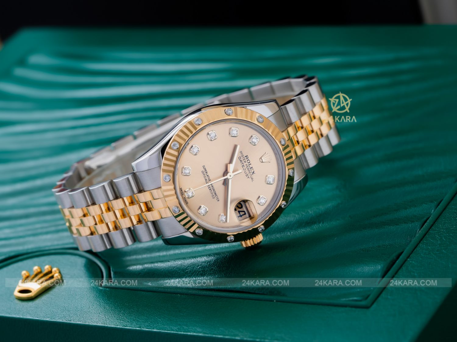 Đồng hồ Rolex Datejust 31 178313 mặt champagne kim cương demi vàng - lướt