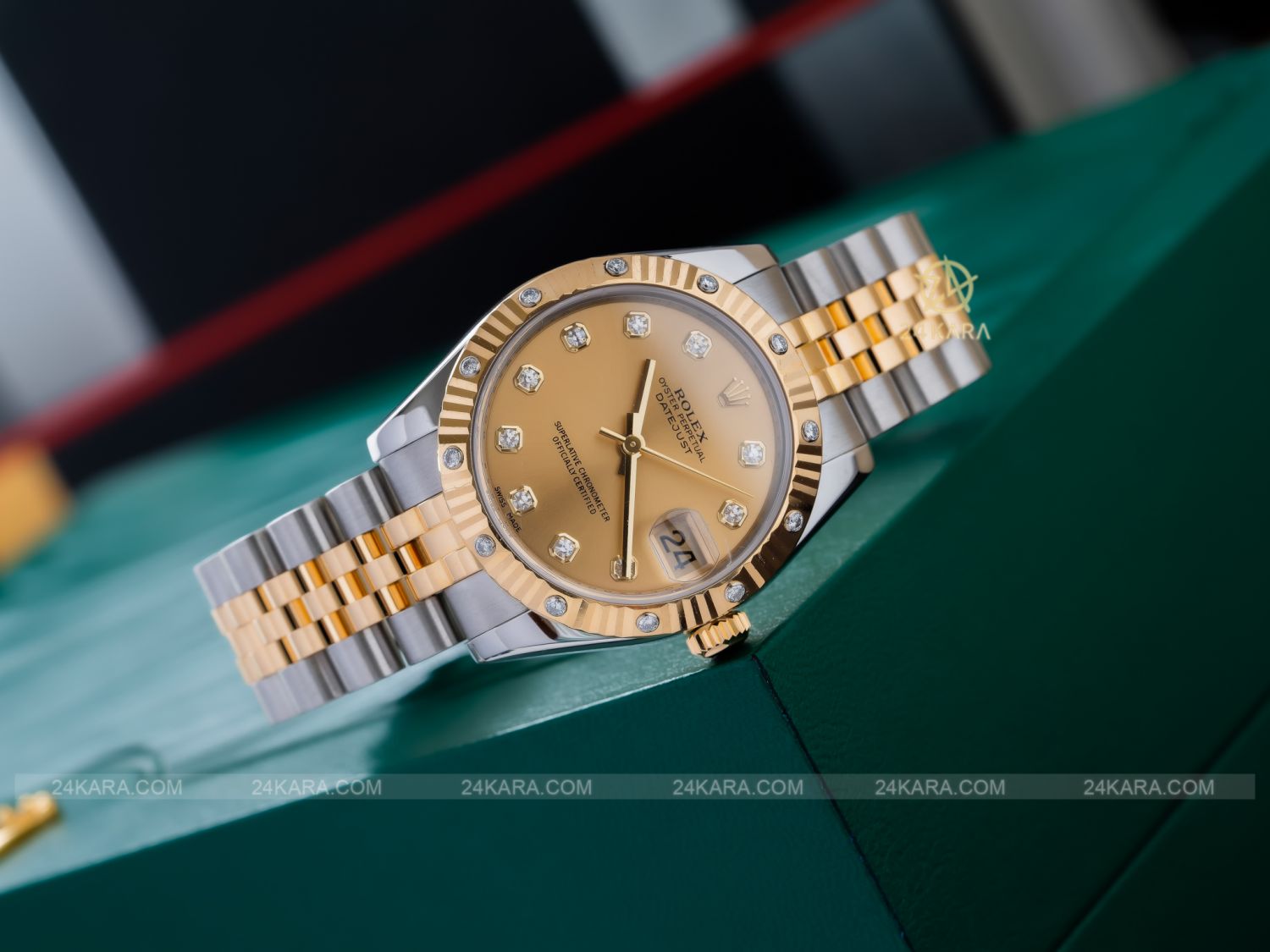 Đồng hồ Rolex Datejust 31 178313 mặt champagne kim cương demi vàng - lướt