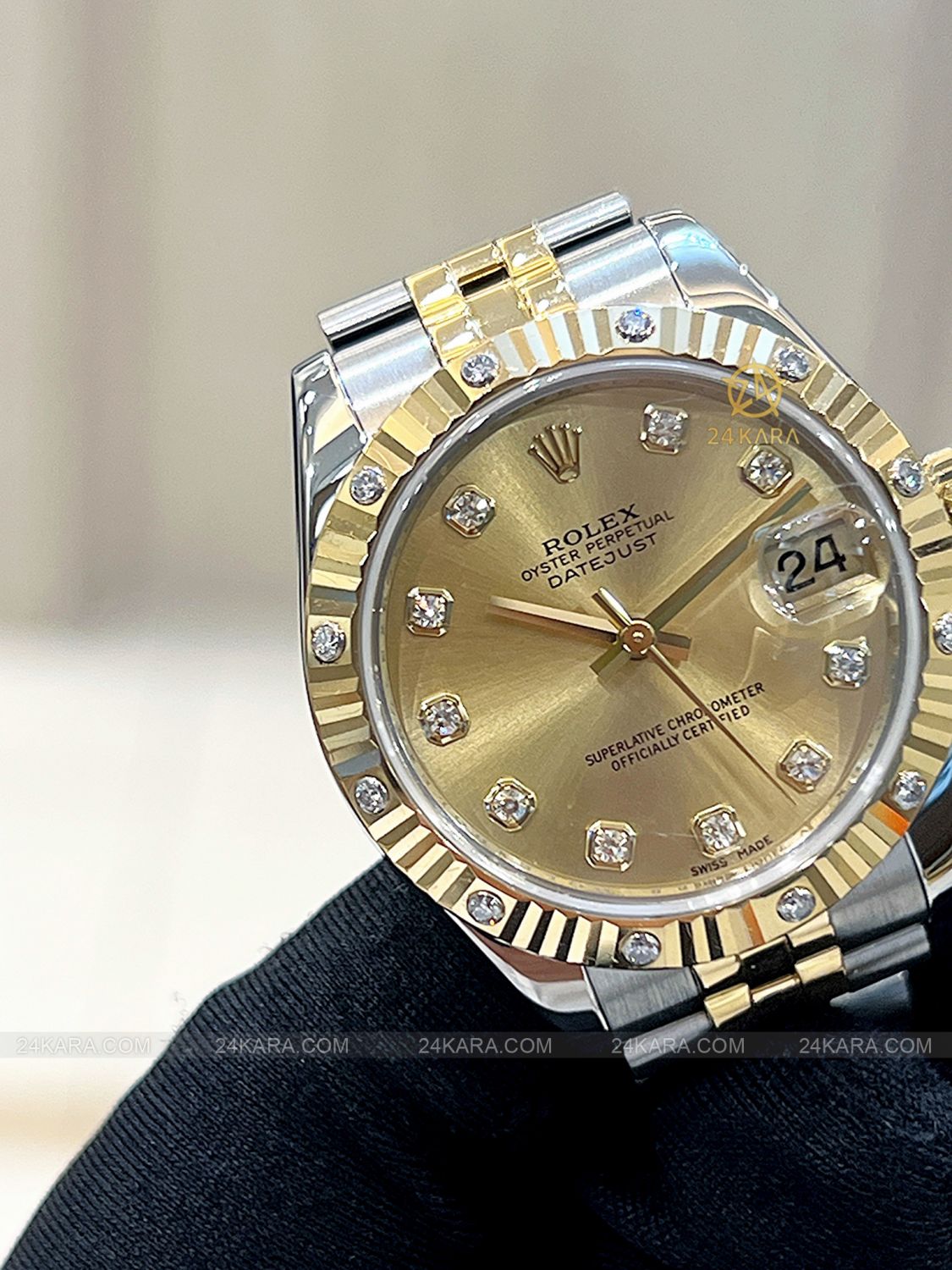 Đồng hồ Rolex Datejust 31 178313 mặt champagne kim cương demi vàng - lướt