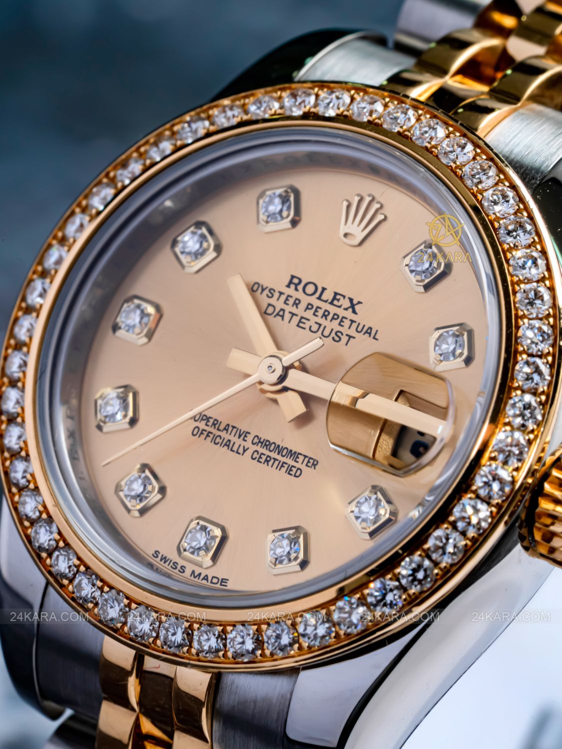 Đồng Hồ Rolex Lady Datejust 179383RBR-0004 Vàng Champagne Cọc số Niềng Kim Cương - lướt