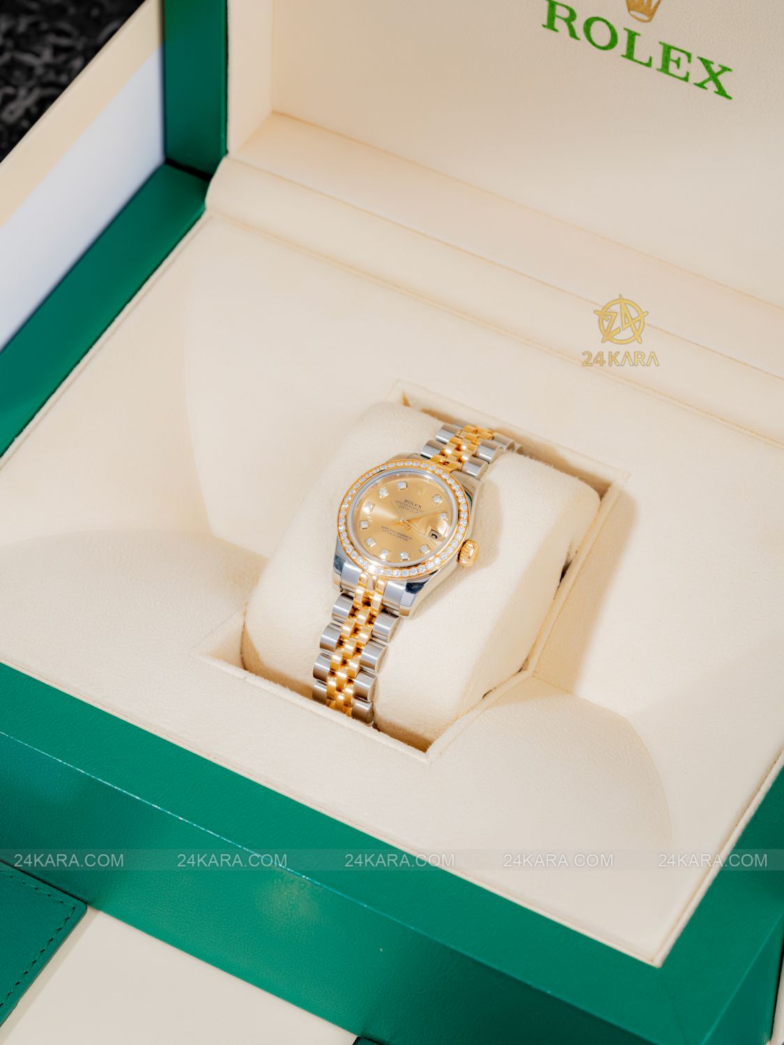 Đồng Hồ Rolex Lady Datejust 179383RBR-0004 Vàng Champagne Cọc số Niềng Kim Cương - lướt