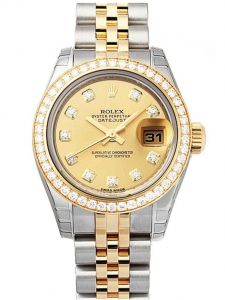 Đồng Hồ Rolex Lady Datejust M179383RBR-0004 179383RBR-0004 Vàng Champagne Cọc số Niềng Kim Cương - lướt