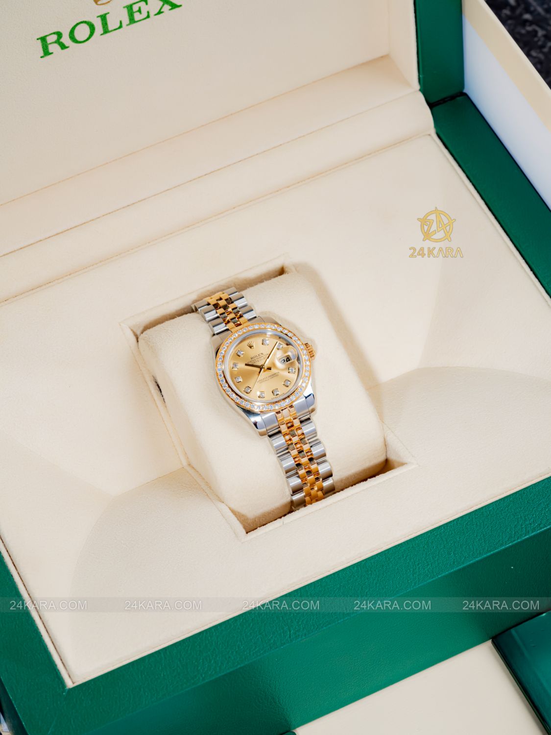 Đồng Hồ Rolex Lady Datejust 179383RBR-0004 Vàng Champagne Cọc số Niềng Kim Cương - lướt