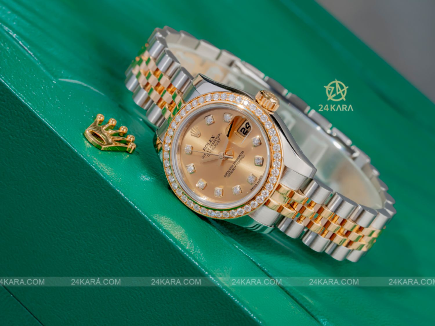 Đồng Hồ Rolex Lady Datejust 179383RBR-0004 Vàng Champagne Cọc số Niềng Kim Cương - lướt