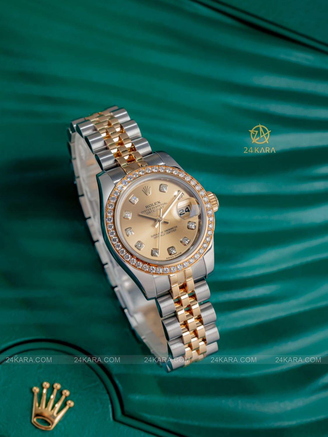 Đồng Hồ Rolex Lady Datejust 179383RBR-0004 Vàng Champagne Cọc số Niềng Kim Cương - lướt