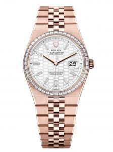 Đồng hồ Rolex Land-Dweller 36 M127285TBR-0002 127285TBR-0002 Vàng Everose 18ct Mặt Trắng Họa Tiết Tổ Ong Niềng Kim cương - Mẫu Mới 2025