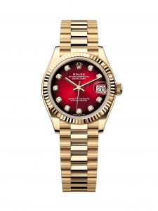Đồng hồ Rolex Datejust 31 M278278-0049 278278-0049 Vàng Kim 18ct Mặt Đỏ Ombré Niềng Kim cương - Mẫu Mới 2025